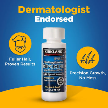 Generic treatment for men's hair loss regrowth: 1-month supply of Kirkland Minoxidil 5%